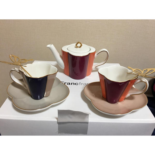 新品未使用】Francfranc ドット ティーセット&プレート&マグカップ