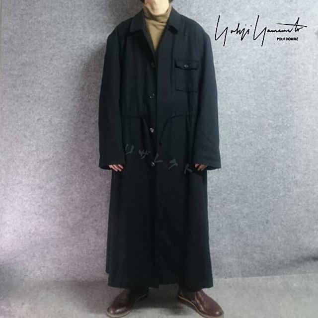 Yohji Yamamoto - ヨウジヤマモト プールオム 黒カシミア混 ビッグ ステンカラーコート A081の通販 by 、｜ヨウジ