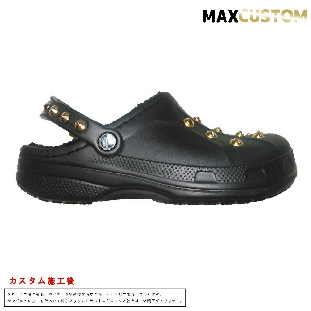 crocs(クロックス)のクロックス crocs パンク カスタム 黒 金 ボア付 22～27cm 新品 メンズの靴/シューズ(サンダル)の商品写真