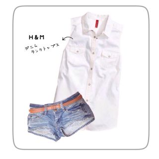 エイチアンドエム(H&M)のH&M / デニムトップス(Tシャツ(半袖/袖なし))