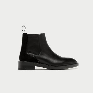 ザラ(ZARA)のフレット レザー チェルシー ブーツ(ブーツ)