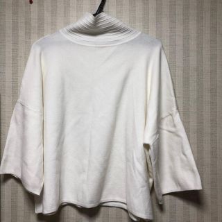 プラステ(PLST)のハイネック ニット フレア ホワイト 春ニット 新品(ニット/セーター)