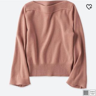 ユニクロ(UNIQLO)のタグ付き未使用！UNIQLO U ボートネック ピンク(ニット/セーター)