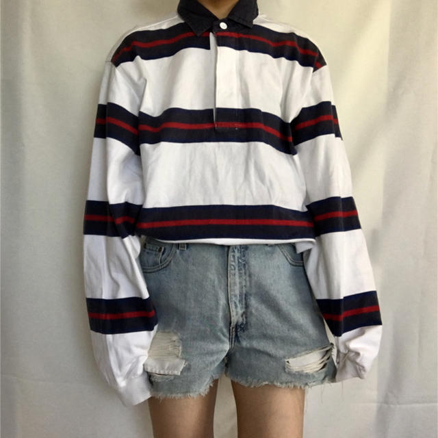 POLO RALPH LAUREN(ポロラルフローレン)の古着 90s ボーダービッグポロシャツ メンズのトップス(ポロシャツ)の商品写真