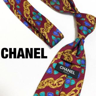 シャネル(CHANEL)の【廃盤】chanel ネクタイ ジュエリー 花柄 マルチカラー 剣先9 チェーン(ネクタイ)