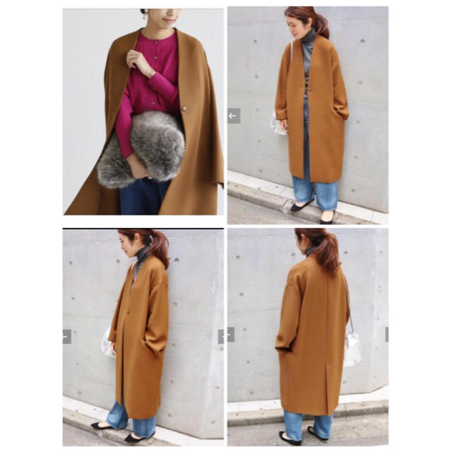 IENA(イエナ)のIENA 17AW  Pe/R 接結ノーカラーコート 38 イエナ レディースのジャケット/アウター(ロングコート)の商品写真