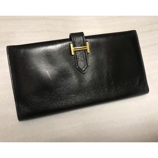 エルメス(Hermes)のHERMES エルメス べアン ボックスカーフ ゴールド金具 ◽︎E刻(長財布)