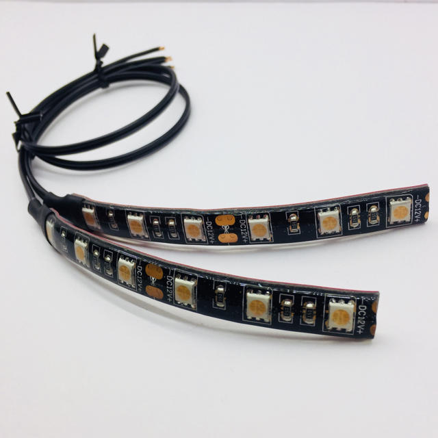 ピンク 黒ベース 高輝度 3chip LED 6連 間接照明 10cm2本 自動車/バイクの自動車(車内アクセサリ)の商品写真