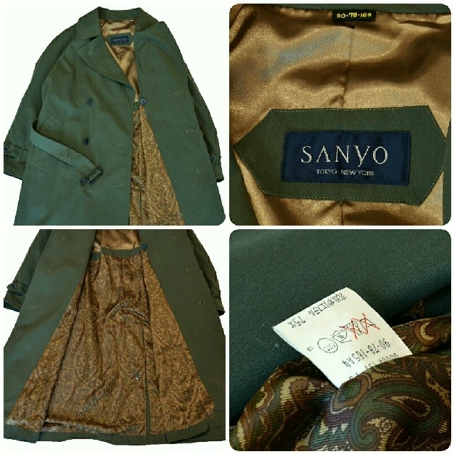 定価約¥8万★美品★SANYO★80s VINTAGE★トレンチコート★グリーン