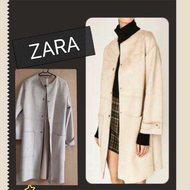 ZARA(ザラ)のZARA♡ノーカラーボンディングコート レディースのジャケット/アウター(ロングコート)の商品写真