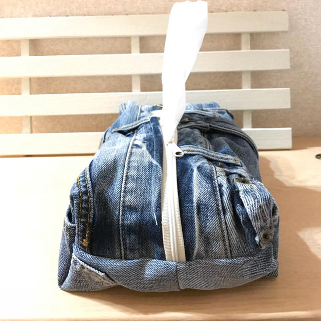 デニムリメイク箱ティッシュケース デニムリメイク箱ティッシュケース