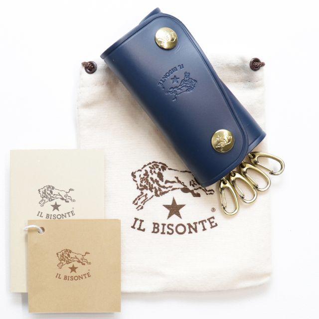 IL BISONTE(イルビゾンテ)の新品 イルビゾンテ キーケース スマートキーケース ネイビー ブランド レザー レディースのファッション小物(キーホルダー)の商品写真