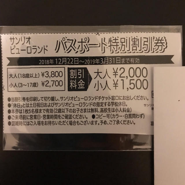 サンリオ(サンリオ)のサンリオピューロランド 特別割引券 チケットの施設利用券(遊園地/テーマパーク)の商品写真