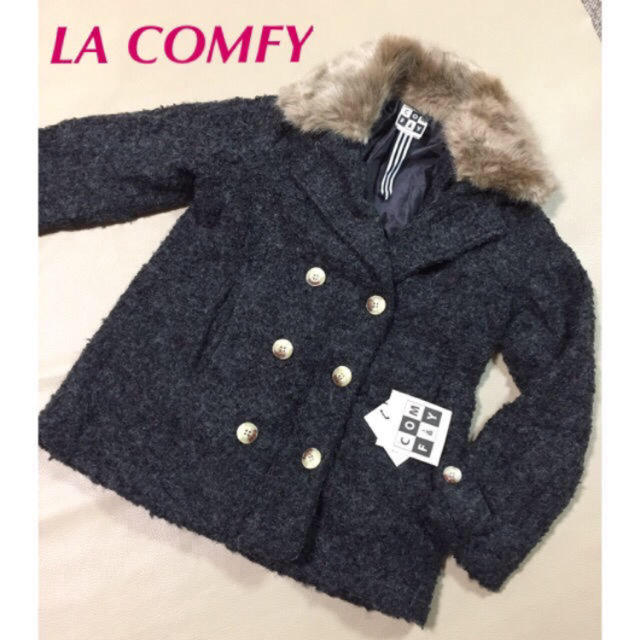 【新品】LA COMFY ラ・コンフィー ファー付コート ダークグレー フリー