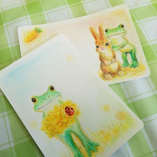 【専用】手描きメッセージカード10枚セット 蛙 ラッキーシンボル(カード/レター/ラッピング)