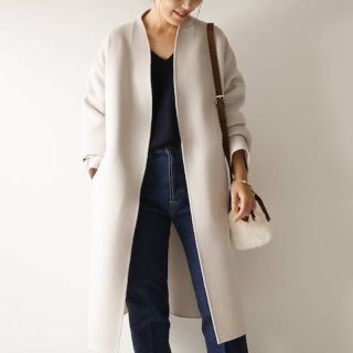 スピックアンドスパン(Spick & Span)の専用★今季完売 2018aw Wフェイススタンド ノーカラーコート 春先にも(ロングコート)