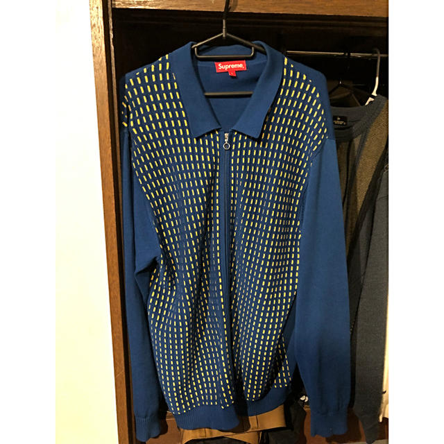 Supreme(シュプリーム)の即支払 L 青 supreme Dashes Zip Up Knit Polo  メンズのトップス(ポロシャツ)の商品写真