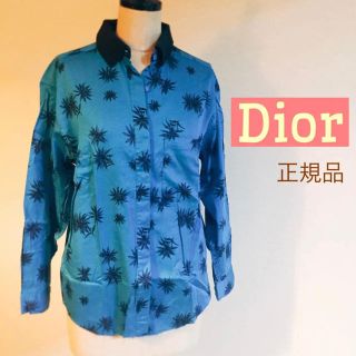 クリスチャンディオール(Christian Dior)の9581 極美品 Christian  Dior ディオール 青 長袖 ブラウス(シャツ/ブラウス(長袖/七分))