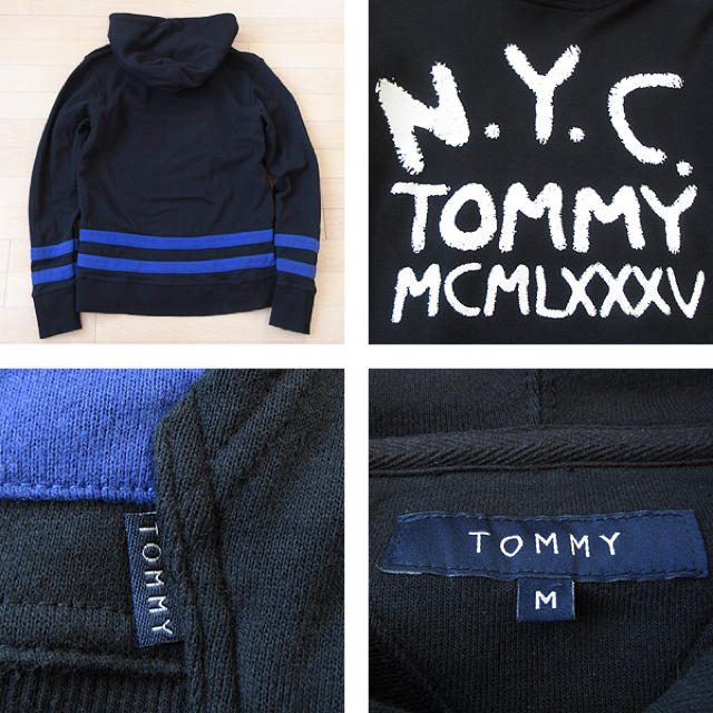 TOMMY(トミー)の超美品 Mサイズ TOMMY トミー メンズ パーカー ブラック メンズのトップス(パーカー)の商品写真