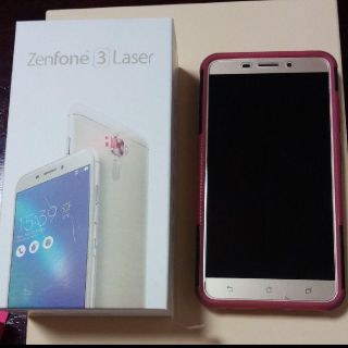 エイスース(ASUS)のASUS Zenfone 3 laser ゴールド　中古品　カバー付き(スマートフォン本体)