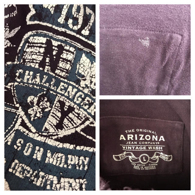 ARIZONA(アリゾナ)のUSA古着 ダメージ ロンT L メンズのトップス(Tシャツ/カットソー(七分/長袖))の商品写真