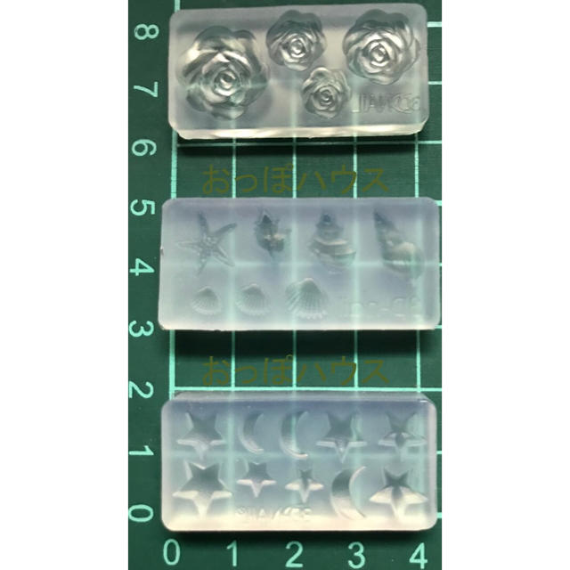 3Dシリコンモールド　3点セット(バラ4輪、貝殻、星) その他のその他(オーダーメイド)の商品写真