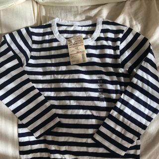 ムジルシリョウヒン(MUJI (無印良品))の新品 無印 ボーダーロンT ネイビー 120(Tシャツ/カットソー)