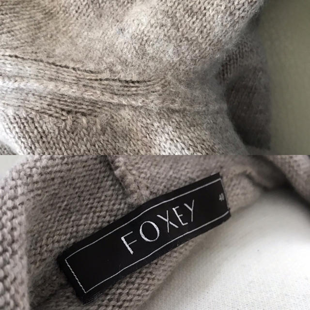 FOXEY(フォクシー)のフォクシー カシミア ワンピース フード付き ベージュ 美品 レディースのワンピース(ひざ丈ワンピース)の商品写真