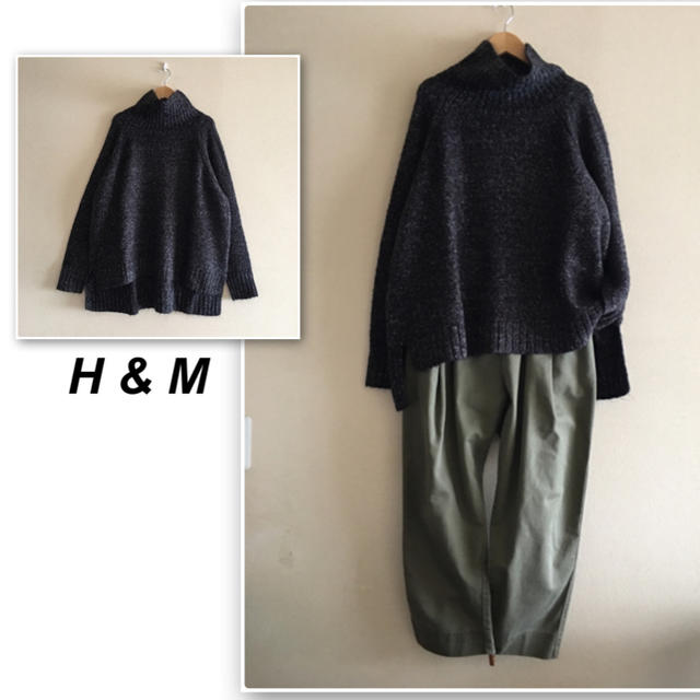 H&M(エイチアンドエム)のエイチアンドエム✨杢ブラックのゆるタートルニット レディースのトップス(ニット/セーター)の商品写真