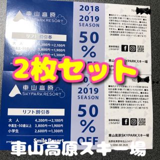 即購入OK ★ 車山高原ＳＫＹＰＡＲＫスキー場 リフト50%割引券(スキー場)