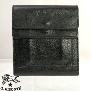 イルビゾンテ(IL BISONTE)のレア新品★IL BISONTE ダブルホック黒革二つ折り財布 イルビゾンテ  (折り財布)