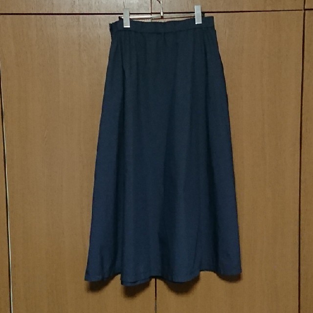 MUJI (無印良品)(ムジルシリョウヒン)の無印良品＊綿混ダンプイージーフレアースカート＊L ネイビー レディースのスカート(ロングスカート)の商品写真