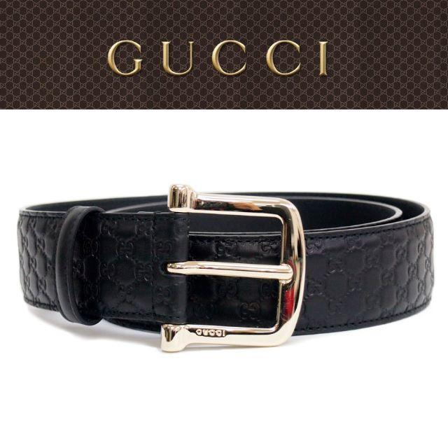 【一部予約！】 Gucci - 専用 GUCCI ブラック マイクログッチシマ レザー ベルト size 85 ベルト