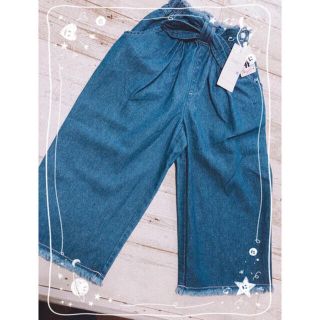 セブンデイズサンデイ(SEVENDAYS=SUNDAY)のフリンジデニムワイドパンツ 新品未使用 女の子 100(パンツ/スパッツ)