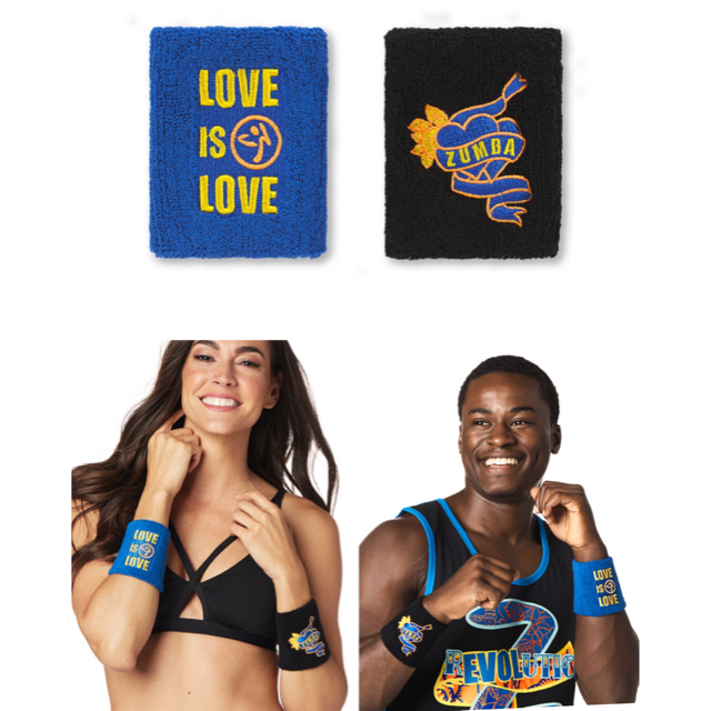 Zumba(ズンバ)の【新品 未使用】Zumba リストバンド 2個セット Love is Love メンズのアクセサリー(バングル/リストバンド)の商品写真