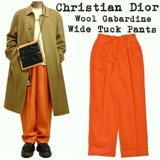 クリスチャンディオール(Christian Dior)の★定価約¥4万★Christian Dior★ワイドパンツ★ウール★オレンジ★M(スラックス)