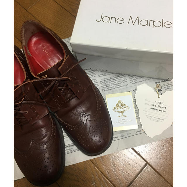 【値下げ】JaneMarple リボンウイングチップシューズ DBR Lレディース