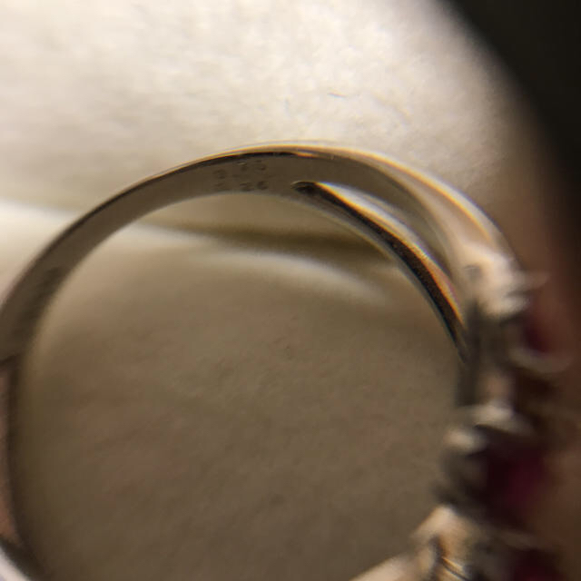天然石 ルビー ダイヤモンド ホワイトゴールド  リング 13号 レディースのアクセサリー(リング(指輪))の商品写真