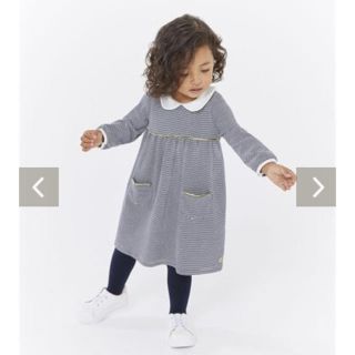 プチバトー(PETIT BATEAU)のプチバトー ミラレ衿つきワンピース 18m81cm 2018AW 新品 ネイビー(ワンピース)