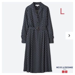 ユニクロ(UNIQLO)のユニクロ イネス・ド・ラ・フレサンジュ レーヨンワンピース L／ブルー 新品！(ロングワンピース/マキシワンピース)