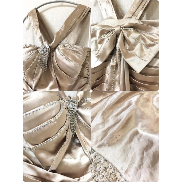 ロングドレス パール シャンパンゴールド Ｌ レディースのフォーマル/ドレス(ロングドレス)の商品写真