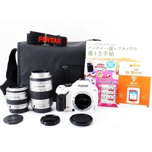 PENTAX(ペンタックス)の新年！ホワイトで一眼スタートペンタックスK-x充実のWズームキット スマホ/家電/カメラのカメラ(デジタル一眼)の商品写真