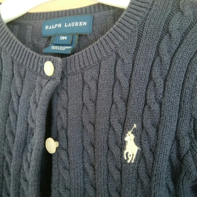 POLO RALPH LAUREN(ポロラルフローレン)のミキザウルス様専用！ラルフローレン　紺色カーディガン　9m(70)　ネイ キッズ/ベビー/マタニティのベビー服(~85cm)(カーディガン/ボレロ)の商品写真