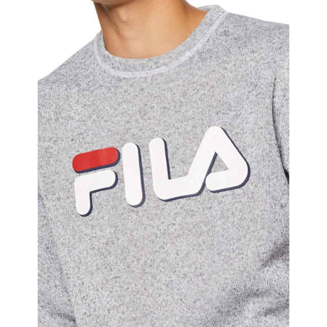 FILA(フィラ)のグレーM FILAフィラ ニットフリースクルーシャツ フリースロンT トレーナー スポーツ/アウトドアのテニス(ウェア)の商品写真