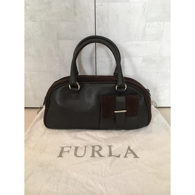 フルラ FURLA レディース ハンドバッグ スエード×レザー 茶 ブラウン