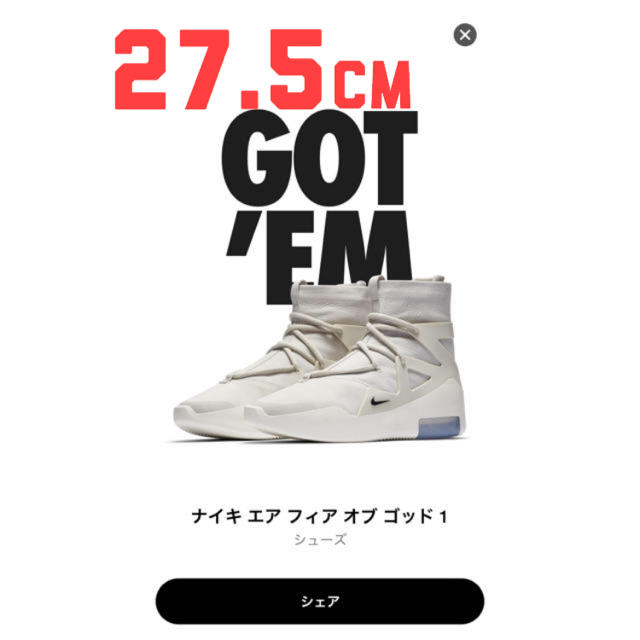 NIKE AIR FEAR OF GOD 1  27.5cm