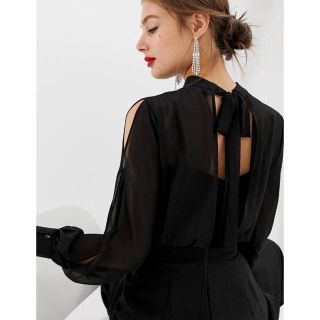 エイソス(asos)の完売♡新品asos セレクト シフォンスリーブ オールインワン UK8(オールインワン)