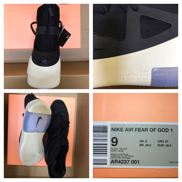 FEAR OF GOD(フィアオブゴッド)の27 NIKE AIR FEAR OF GOD 1 AR4237 001 新品 メンズの靴/シューズ(スニーカー)の商品写真