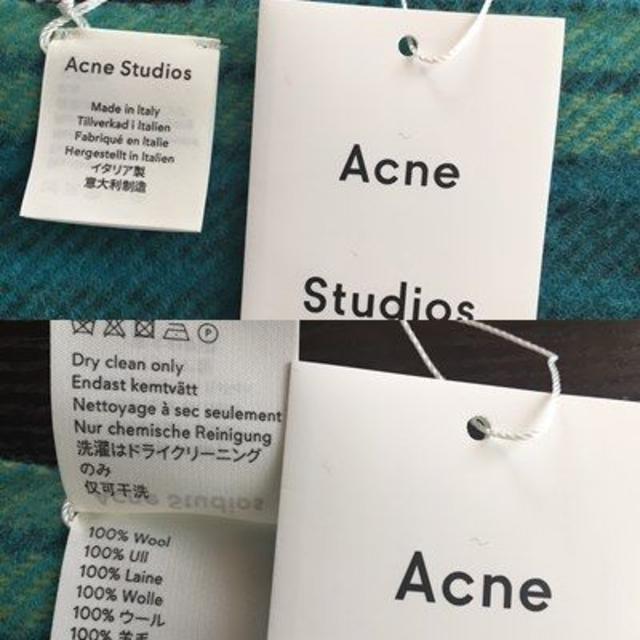 ACNE(アクネ)の【チェックロゴ】 アクネ　ストール　ミッドブルー/イエロー色 マフラー レディースのファッション小物(マフラー/ショール)の商品写真