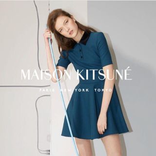 メゾンキツネ(MAISON KITSUNE')のメゾンキツネ🦊ワンピース グリーン(ミニワンピース)